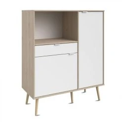 Linea Natura Desserte 2 Portes 1 Tiroir OLGA Décor Imitation Chêne