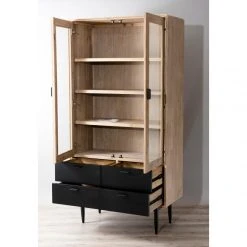 MACABANE Bibliothèque 2 Portes Vitrées 4 Tiroirs Style Moderne - Chêne Clair... -SoBuy Shop e0c76558 6713 4967 b64f e273e7e2028a zoom prd 3s 1140x1140