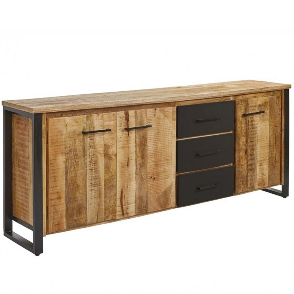 NOUVOMEUBLE Enfilade 215 Cm En Bois Et Métal Industriel SAN FRANCISCO 4 NOUVOMEUBLE Enfilade 215 Cm En Bois Et Métal Industriel SAN FRANCISCO – Image 2