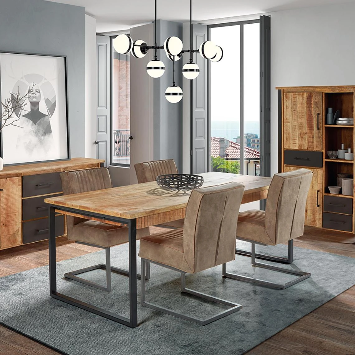 NOUVOMEUBLE Enfilade 215 Cm En Bois Et Métal Industriel SAN FRANCISCO 5 NOUVOMEUBLE Enfilade 215 Cm En Bois Et Métal Industriel SAN FRANCISCO – Image 3