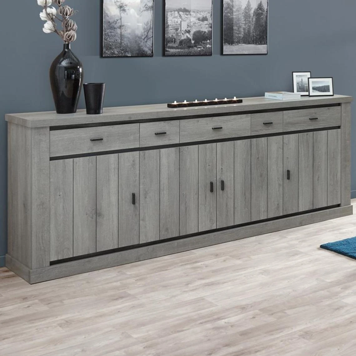 NOUVOMEUBLE Enfilade 250 Cm Contemporaine Couleur Bois Gris MATHIAS 4 NOUVOMEUBLE Enfilade 250 Cm Contemporaine Couleur Bois Gris MATHIAS – Image 2