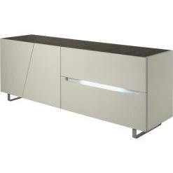 CSTORE Enfilade - Blanc - 3 Portes Et 1 Tiroir - COOPER - L160 X P50 X H46 Cm