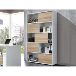 Germania Etagère à Portes Coulissantes LEA 5 Niches Sonoma/blanc