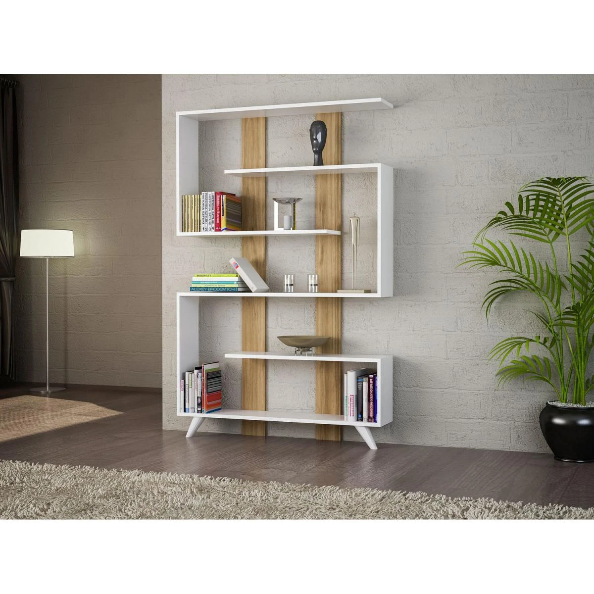 Divers Marques Etagère Bibliothèque Design Scandinave Rain - L. 120 X H. 162 Cm - B... 5 Divers Marques Etagère Bibliothèque Design Scandinave Rain - L. 120 X H. 162 Cm - B... – Image 3