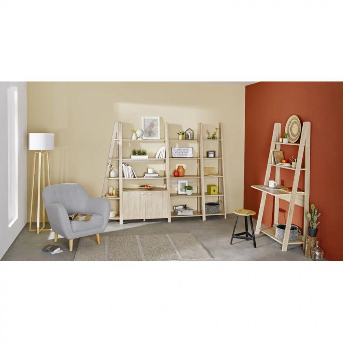 BUT Etagère L. 40 Cm Tangga 2 Imitation Chêne 4 BUT Etagère L. 40 Cm Tangga 2 Imitation Chêne – Image 2