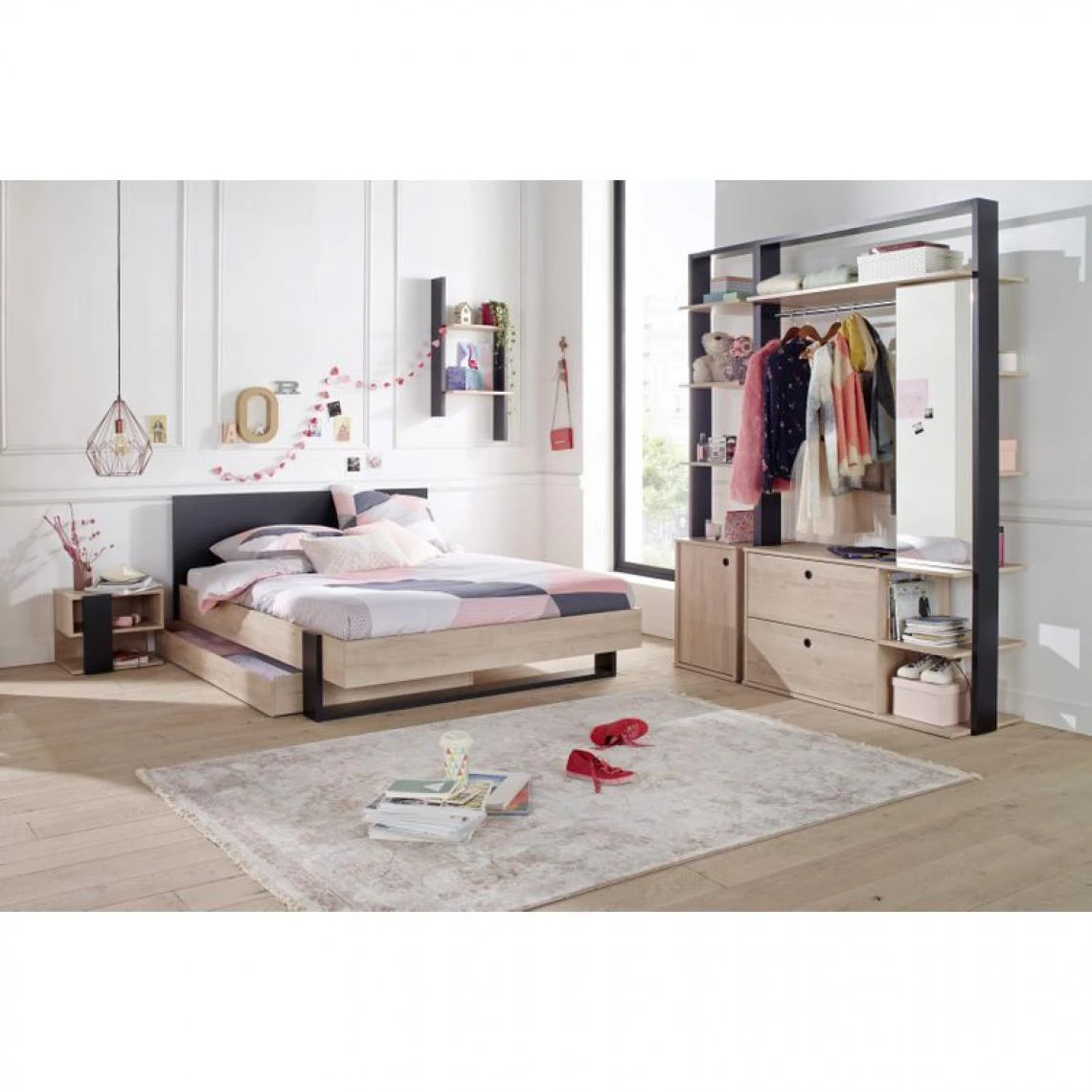 BUT Etagère Murale DUPLEX Imitation Châtaignier Et Noir 5 BUT Etagère Murale DUPLEX Imitation Châtaignier Et Noir – Image 3