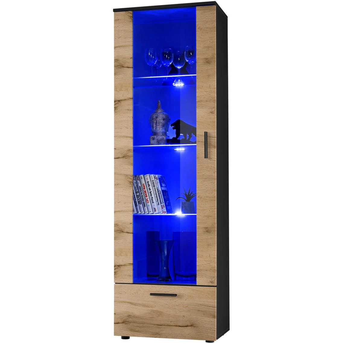 Marque Generique Extreme Furniture T40 Vitrine | Vitrine Avec 3 étagères En Verre & 2... 3 Marque Generique Extreme Furniture T40 Vitrine | Vitrine Avec 3 étagères En Verre & 2...
