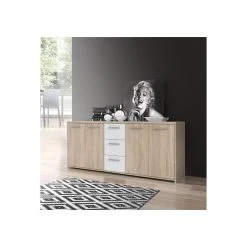FINLANDEK Buffet Bas PILVI Contemporain Décor Chene Sonoma Et Blanc M... 7 FINLANDEK Buffet Bas PILVI Contemporain Décor Chene Sonoma Et Blanc M... -SoBuy Shop finlandek buffet bas pilvi contemporain decor chene sonoma et blanc mat l 179 cm 2