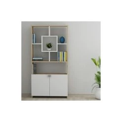 HOMEMANIA Bella Bibliothèque Avec Des étagères, Des Portes - Pour L...