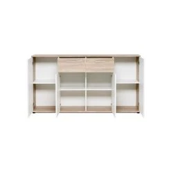 Marque Generique JACKY Buffet Bas Classique Blanc Et Décor Chene Mat - L 160 Cm -SoBuy Shop jacky buffet bas classique blanc et decor chene mat l 160 cm 2