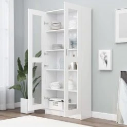Icaverne Joli Étagères Gamme São Tomé Armoire à Vitrine Blanc 82,5x30,5x18... 5 Icaverne Joli Étagères Gamme São Tomé Armoire à Vitrine Blanc 82,5x30,5x18... -SoBuy Shop joli tageres gamme sao tome armoire a vitrine blanc 825x305x1855 cm agglomere 8925095 23123001 1140x1140