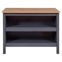 Altobuy KENNY - Ilot De Cuisine Anthracite Et Plateau Effet Bois