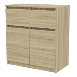 Hucoco MALAGOS - Buffet De Salon Style Moderne - 70x40x77 Cm - 2 Tiroirs + 2...