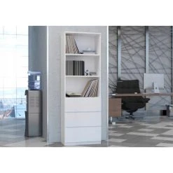 Hucoco MERIDA - Bibliothèque Stye Moderne - 3 Niches + 3 Tiroirs - 60x35x180... -SoBuy Shop merida bibliotheque stye moderne 3 niches 3 tiroirs 60x35x180 cm blanc 13599950 37355634 1140x1140