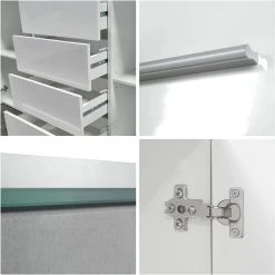 MPC Meuble Avec 2 Portes Et 4 Tiroirs, Blanc Mat/crème Haute Brillance (... -SoBuy Shop meuble avec 2 portes et 4 tiroirs blanc matcreme haute brillance 166 x 72 x 35 cm led rgb 12332114 32911938 1140x1140