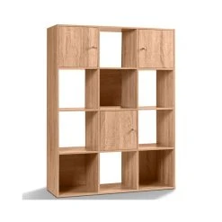Idmarket Meuble De Rangement Cube 12 Cases Bois Façon Hêtre Avec Portes -SoBuy Shop meuble de rangement cube 12 cases bois facon hetre et 3 portes 4