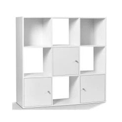 Idmarket Meuble De Rangement Cube 9 Cases Bois Blanc Avec 3 Portes -SoBuy Shop meuble de rangement cube 9 cases bois blanc avec 3 portes 1
