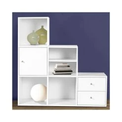 Idmarket Meuble De Rangement Escalier 3 Niveaux Bois Blanc Avec Porte Et Tiroir... -SoBuy Shop meuble de rangement en escalier 3 niveaux bois blanc avec porte et tiroirs 3