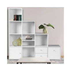 Idmarket Meuble De Rangement Escalier 4 Niveaux Bois Blanc Avec Porte Et Tiroir... 11 Idmarket Meuble De Rangement Escalier 4 Niveaux Bois Blanc Avec Porte Et Tiroir... -SoBuy Shop meuble de rangement en escalier 4 niveaux bois blanc avec porte et tiroirs 4