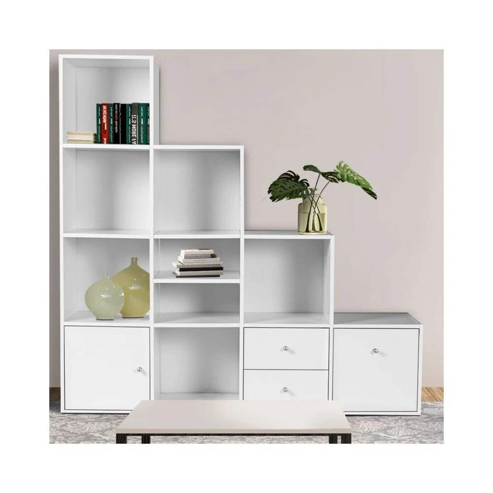 Idmarket Meuble De Rangement Escalier 4 Niveaux Bois Blanc Avec Porte Et Tiroir... 7 Idmarket Meuble De Rangement Escalier 4 Niveaux Bois Blanc Avec Porte Et Tiroir... – Image 5