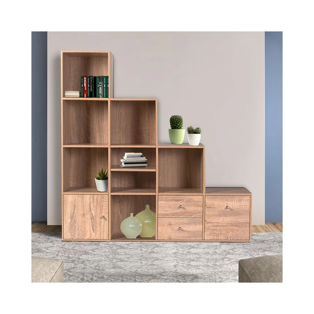 Idmarket Meuble De Rangement Escalier 4 Niveaux Bois Façon Hêtre Avec Porte E... 3 Idmarket Meuble De Rangement Escalier 4 Niveaux Bois Façon Hêtre Avec Porte E...