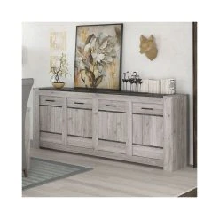 KASALINEA Enfilade 220 Cm Moderne Couleur Chêne Gris ANGUS