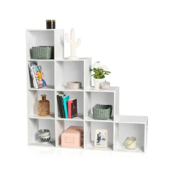 Idmarket Meuble Escalier 4 Niveaux Bois Blanc Fond Blanc -SoBuy Shop meuble escalier 4 niveaux bois blanc fond blanc 1