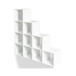 Idmarket Meuble Escalier 4 Niveaux Bois Blanc Fond Blanc -SoBuy Shop meuble escalier 4 niveaux bois blanc fond blanc 3