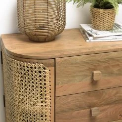 MACABANE Meuble Marron 2 Portes 4 Tiroirs Bois Cannage Couleur Naturelle ISA -SoBuy Shop meuble marron 2 portes 4 tiroirs bois cannage couleur naturelle isa 3367844 6249734 34 1140x1140