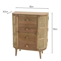 MACABANE Meuble Marron 2 Portes 4 Tiroirs Bois Cannage Couleur Naturelle ISA -SoBuy Shop meuble marron 2 portes 4 tiroirs bois cannage couleur naturelle isa 3367844 6249742 42 1140x1140