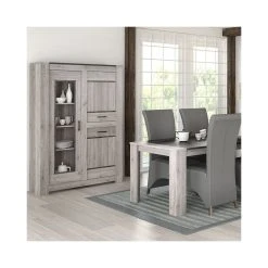 NOUVOMEUBLE Vaisselier 130 Cm Contemporain Couleur Chêne Gris CAMELIA -SoBuy Shop meuble vaisselier chene gris zd2 z