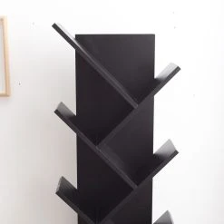 Mobili Rebecca Etageres Bibliotheque Bois Noir Design Contemporain 160x44,5x22 -SoBuy Shop mobili rebecca scaffale libreria 10 mensole legno nero design moderno cameretta soggiorno 3