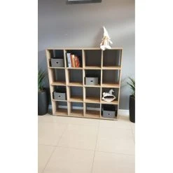 Hucoco NELA - Bibliothèque Carrée 16 Cases - Etagère Livres - 137x30x140 C... -SoBuy Shop nela bibliotheque carree 16 cases etagere livres 137x30x140 cm style moderne sonoma 13590598 37313830 1140x1140