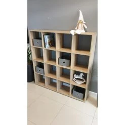 Hucoco NELA - Bibliothèque Carrée 16 Cases - Etagère Livres - 137x30x140 C... -SoBuy Shop nela bibliotheque carree 16 cases etagere livres 137x30x140 cm style moderne sonoma 13590598 37313832 1140x1140