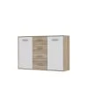 Marque Generique PILVI Buffet Bas 2 Portes 4 Tiroirs - Blanc Et Chene Sonoma - L 122,6 ... -SoBuy Shop pilvi buffet bas 2 portes 4 tiroirs blanc et chene sonoma l 1226 x p 342 h 881 cm