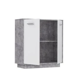 CSTORE PILVI Meuble De Rangement 2 Portes - Blanc Et Béton Gris Clair - L 82... -SoBuy Shop pilvi meuble de rangement 2 portes blanc et beton gris clair l 829 x p 342 x h 881 cm 11554688 30303916 1140x1140