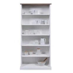 Altobuy SOCOA - Bibliothèque 6 Niches Bois Massif Vernis Sepia Et Blanc -SoBuy Shop socoa bibliotheque 6 niches bois massif vernis sepia et blanc 14085972 39139160 1140x1140