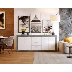 CSTORE STONE Buffet 4 Portes 3 Tiroirs - Décor Béton Et Blanc - L 206 X P ... -SoBuy Shop stone buffet 4 portes 3 tiroirs decor beton et blanc l 206 x p 45 x h 834 cm 11276720 29444502 1140x1140