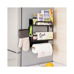 Wewoo Support De Rangement Magnétique Pour Réfrigérateur à Deux Couches ... 8 Wewoo Support De Rangement Magnétique Pour Réfrigérateur à Deux Couches ... -SoBuy Shop support de rangement magnetique pour refrigerateur a deux couches de cuisine noir 1