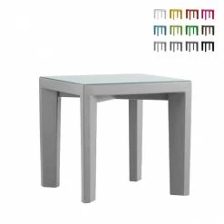 Table à Manger Carrée 75x75 Slide Gino Plateau En Verre Pour Bar Res...