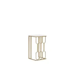 Beliani Table Appoint Effet Marbre Blanc / Doré PANDALE