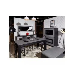 BOBOCHIC Vitrine 4 Portes Meteor Gris Argent & Noir -SoBuy Shop table avec rallonge meteor gris argent noir