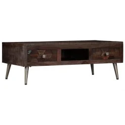 SANS MARQUE Table Basse Bois De Récupération Solide 100 X 60 X 35 Cm - Brun - Me...