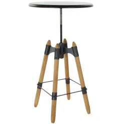 Pegane Table D'appoint En Bois Et Métal Coloris Naturel Noir - Diamètre 60 ...