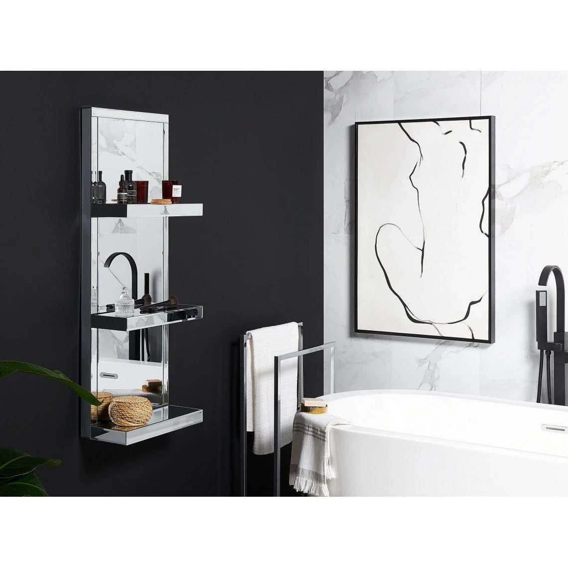 Beliani Étagère De Salle De Bain Effet Miroir GAONA 5 Beliani Étagère De Salle De Bain Effet Miroir GAONA – Image 3