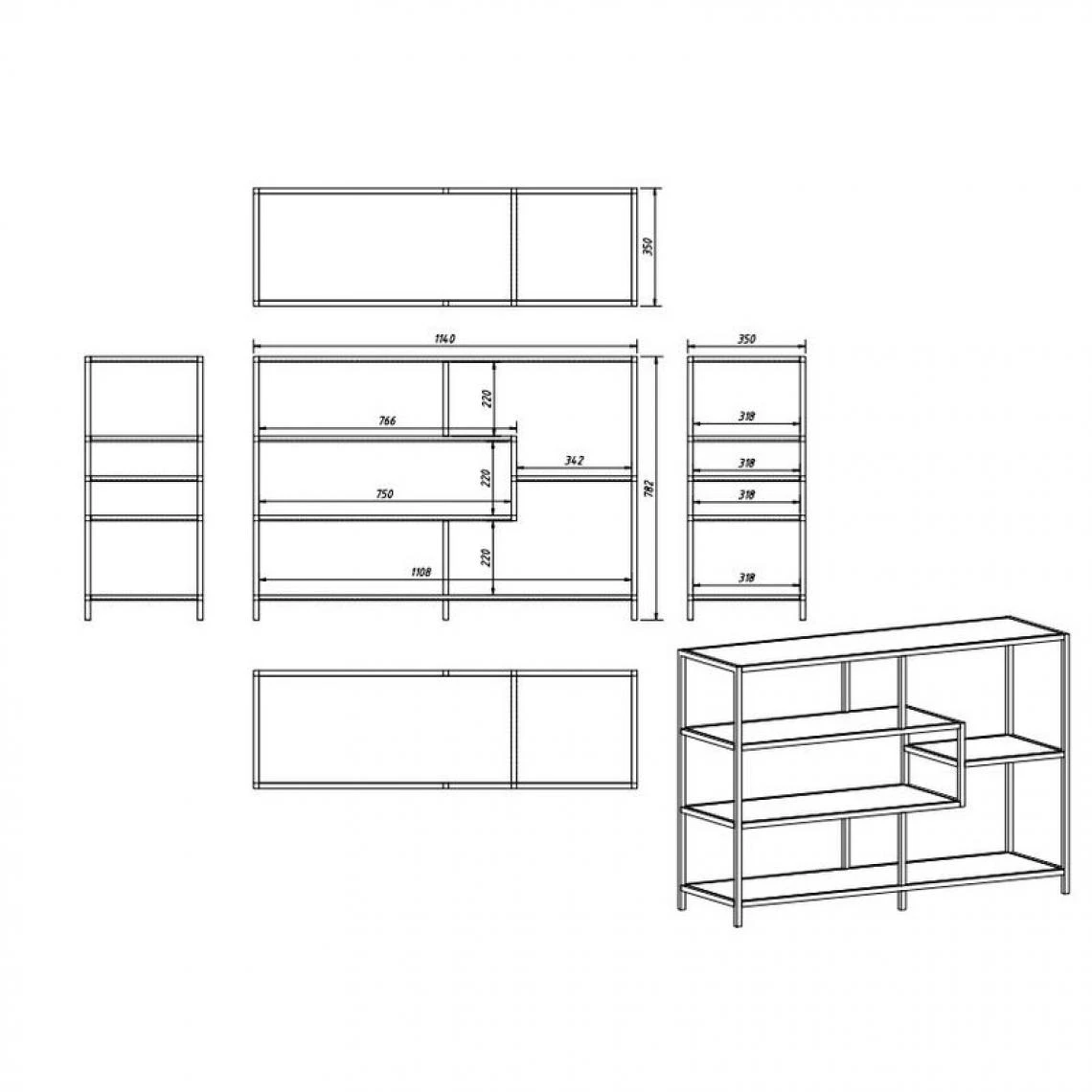 BUT Étagère H. 78 Cm AMBRA Imitation Chêne Et Noir 6 BUT Étagère H. 78 Cm AMBRA Imitation Chêne Et Noir – Image 4
