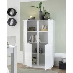 Tousmesmeubles Vaisselier 4 Portes Blanc Laqué Brillant - BURANO -SoBuy Shop vaisselier 4 portes blanc laque brillant burano 9253489 24157543 1140x1140