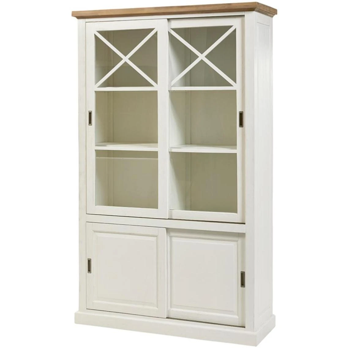 NOUVOMEUBLE Vaisselier Blanc Et Acacia Naturel Contemporain HANNA 5 NOUVOMEUBLE Vaisselier Blanc Et Acacia Naturel Contemporain HANNA â Image 3