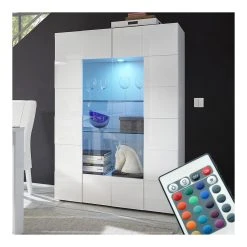 HAPPYMOBILI Vaisselier Blanc Laqué Brillant ARTIC