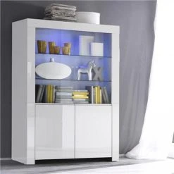 NOUVOMEUBLE Vaisselier Blanc Laqué Design TRIPOLI